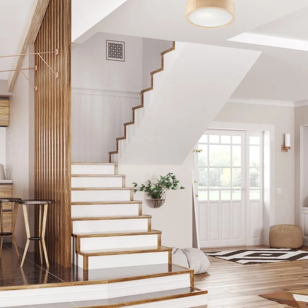 Svetlohnedé stropné svietidlo so skleneným tienidlom ø 27 cm Eveline – LAMKUR