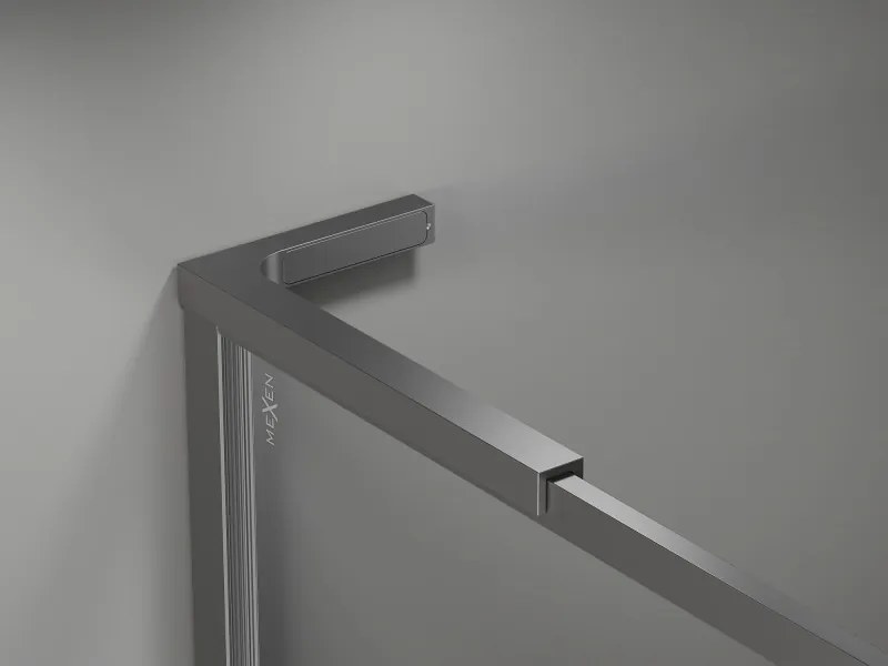 Mexen, Mexen Kioto-XF L sprchová stena s rámom 120 x 202 cm, priehľadná 10 mm, pištoľový kov - 800-120-174-95-00-XF