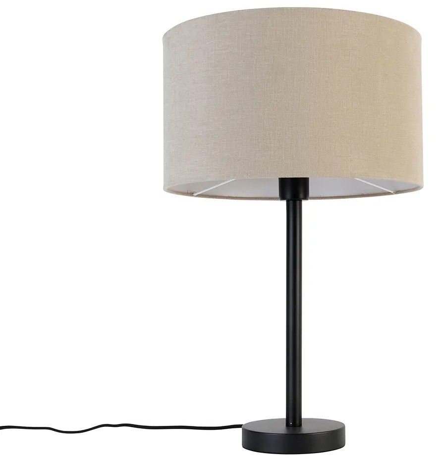 Moderná stolná lampa čierna s tienidlom z boucle svetlohnedej 35 cm - Simplo