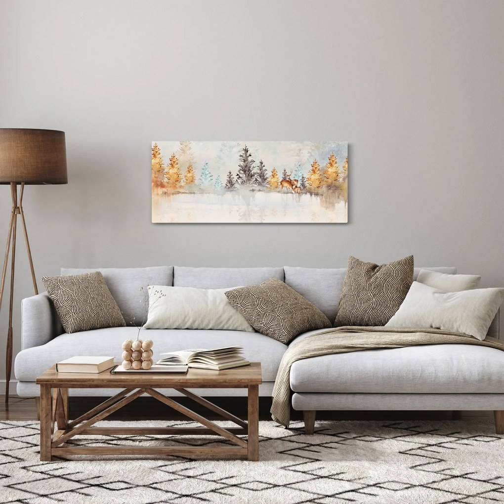 Obraz - Akvarelový les (120x50 cm)