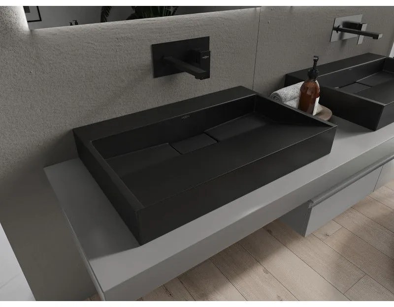 Mexen Ava, umývadlo na dosku z konglomerátu B/O 70 x 46 cm, čierna matná, 23017070