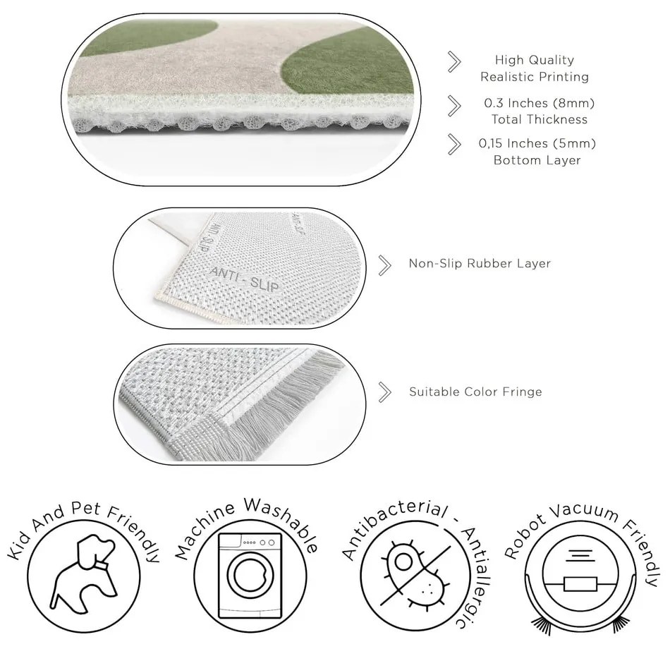 Zelený prateľný behúň 80x200 cm Matcha Latte – Mila Home