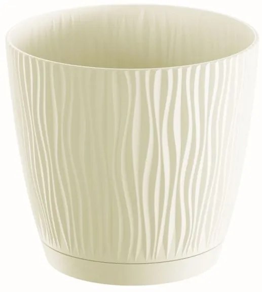Prosperplast Kvetináč Sandy s miskou krémový, varianta 16,8 cm