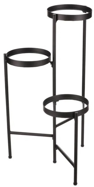 Autronic BONTEC Stojan na kvety - 3 poschodový, kovový so sklom Farba: Čierna