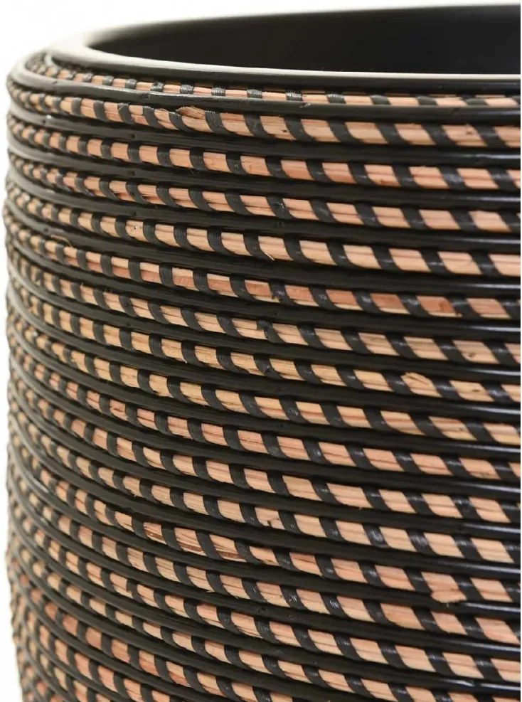 Interiérový kvetináč MASTELLO, ratan, 33x30 cm, natur/čierna