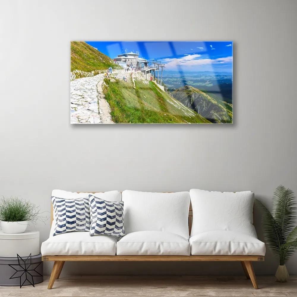 Obraz na skle Hory chodník príroda 120x60 cm