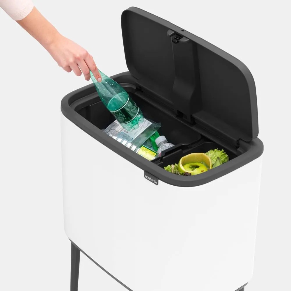 Biely dotykový oceľový odpadkový kôš na triedený odpad 34 l Bo Touch Bin – Brabantia