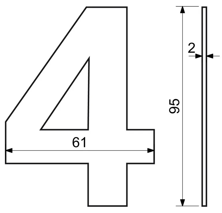 Domové číslo "4", RN.95L, nerez