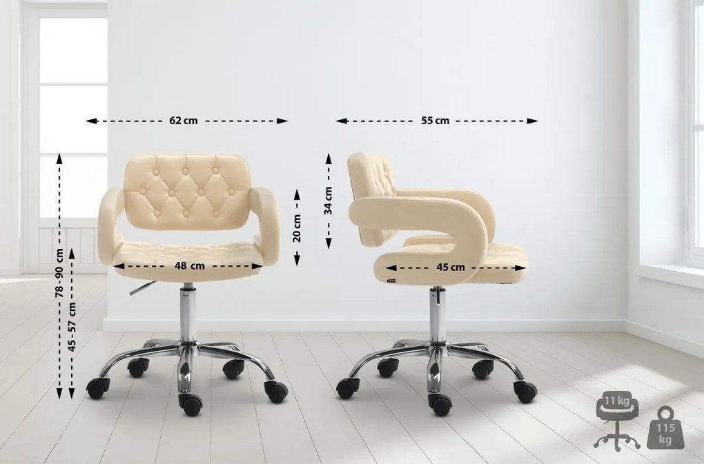 Design-Shop Pracovná stolička Dublin - koženka - Krémová