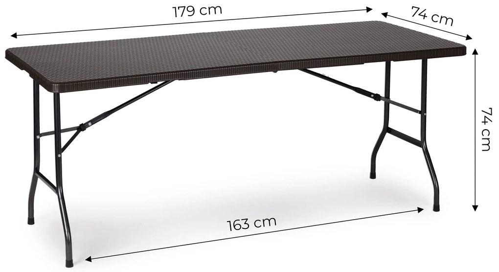 ModernHome Skladací záhradný stôl 180 cm - ratan