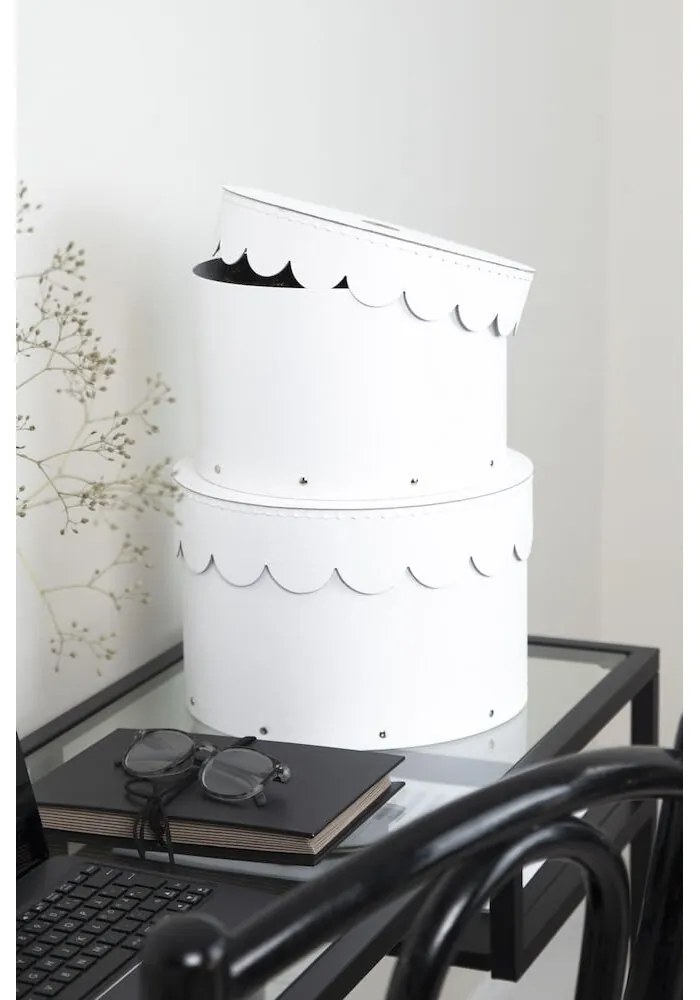 Biele kartónové úložné boxy v súprave 2 ks s vekom ø 26x17,5 cm Wilma Paper Laminate – Bigso