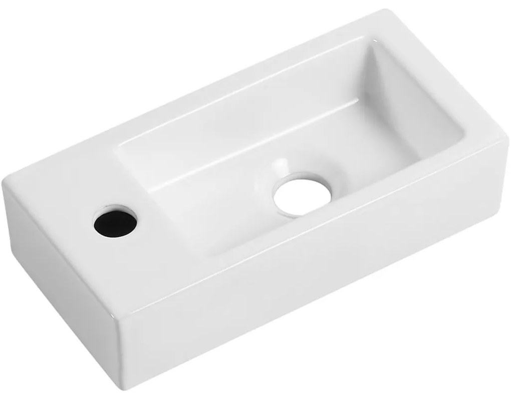 Cerano Roberto, keramické umývadlo 365x180x90 mm, závesné ľavé, biela lesklá, CER-CER-417206L