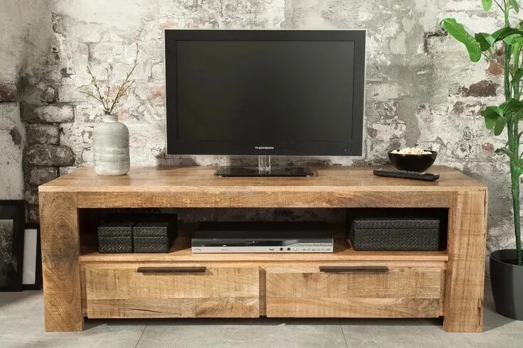 Moderný stolík pod TV z masívu Iron Craft Mango 130cm