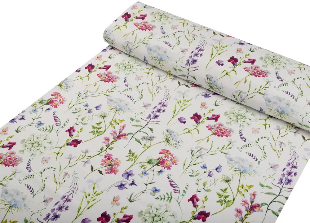 Biante Dekoračný štvorcový obrus PML-098 Lúčne kvietky na smotanovom 60x60 cm