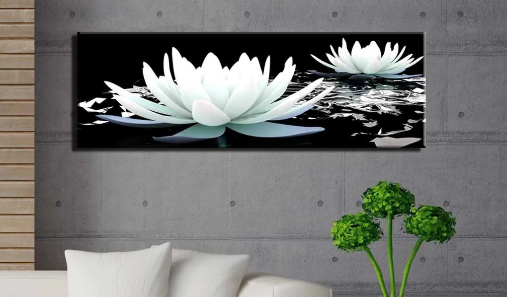 Artgeist Obraz - Alabaster lilies Veľkosť: 135x45, Verzia: Premium Print