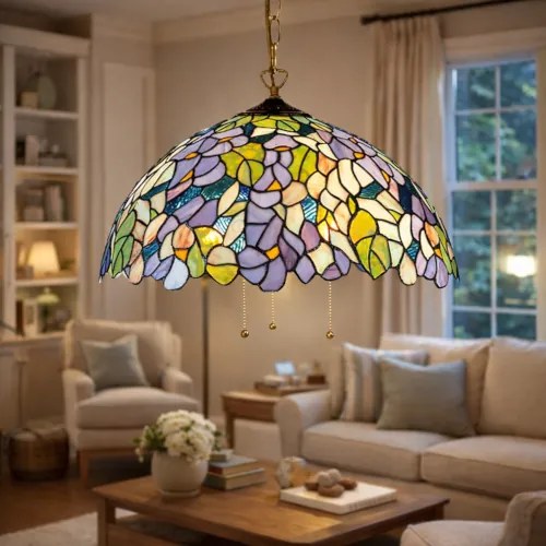 Luster do obývačky Tiffany Premium AMAZONIT Ø50 3*E27