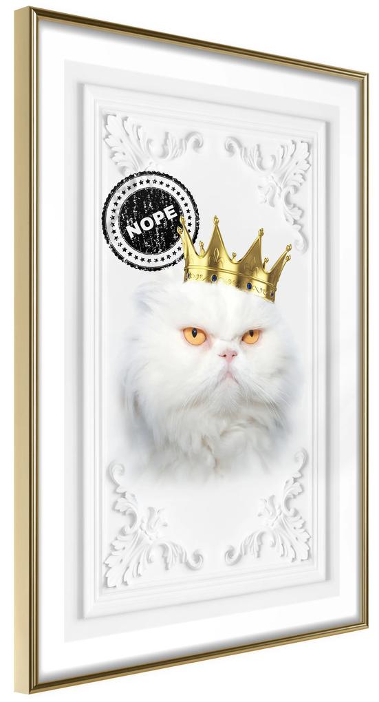 Artgeist Plagát - The King Cat [Poster] Veľkosť: 20x30, Verzia: Zlatý rám s passe-partout