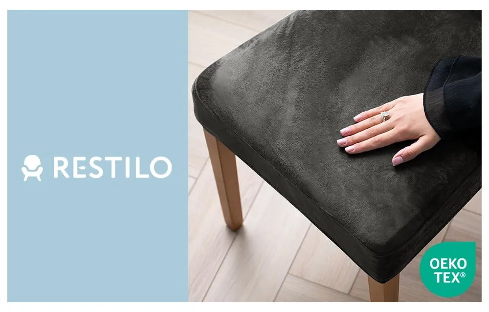 Sivé napínacie poťahy v súprave 4 ks na stoličku 48 cm Sento – Restilo