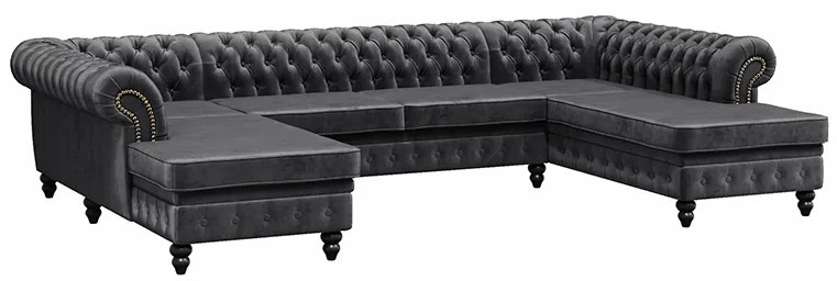 PROXIMA.store - Luxusná sedačka CHESTERFIELD LONG U FARBA NÔH: čierna, DRUH LÁTKY: TORRE - 20, FARBA OZDOBNÝCH ŠPENDLÍKOV: staré zlato