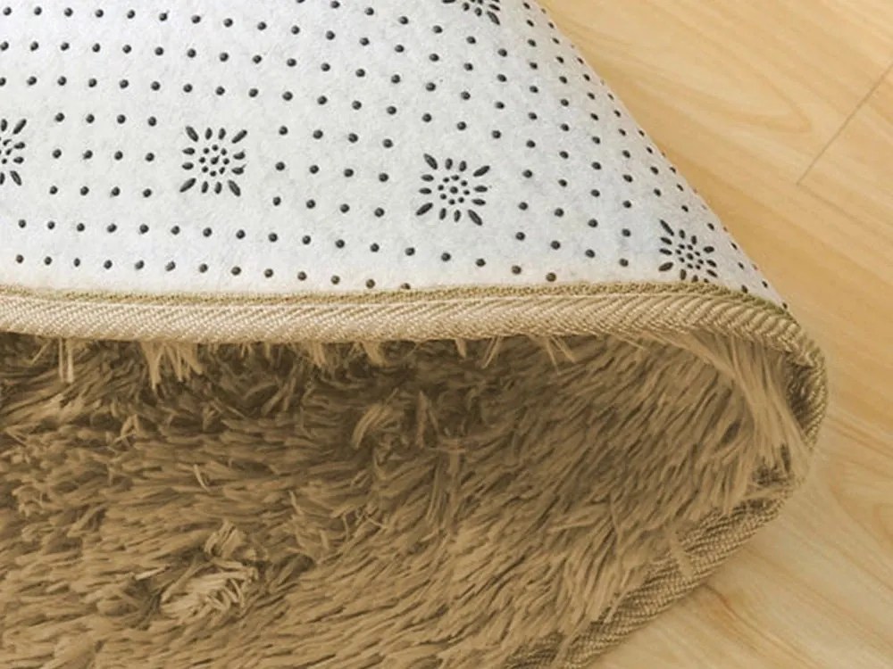 TZ Hnedý okrúhly shaggy koberec Lana Rozmer: 80 cm