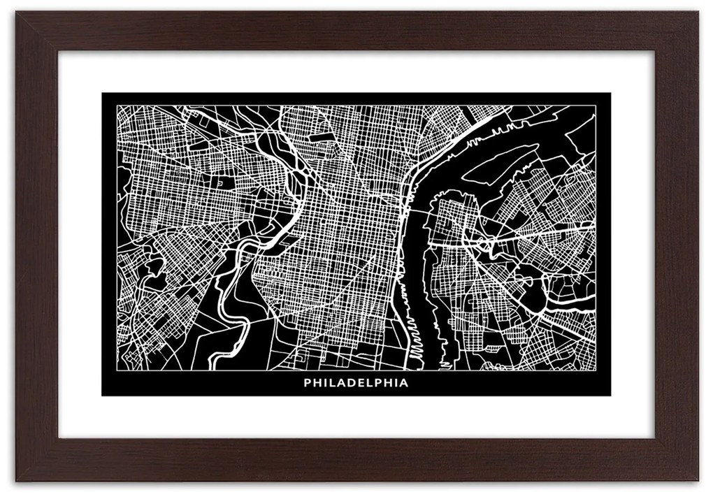 Gario Plagát Plán mesta Philadelphia Farba rámu: Bez rámu, Rozmery: 90 x 60 cm