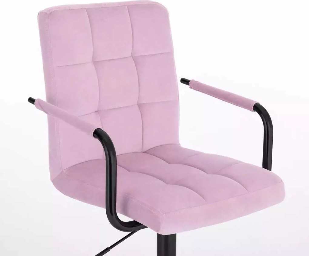 LuxuryForm DESIGN Barová stolička VERONA BLACK VELUR na čiernej hranatej podstave - levanduľová