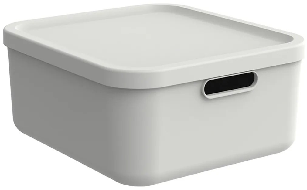 Rotho Úložný box, rovný s víkem, 20l, matně bílá ALBU LIGHT, 40x36x18