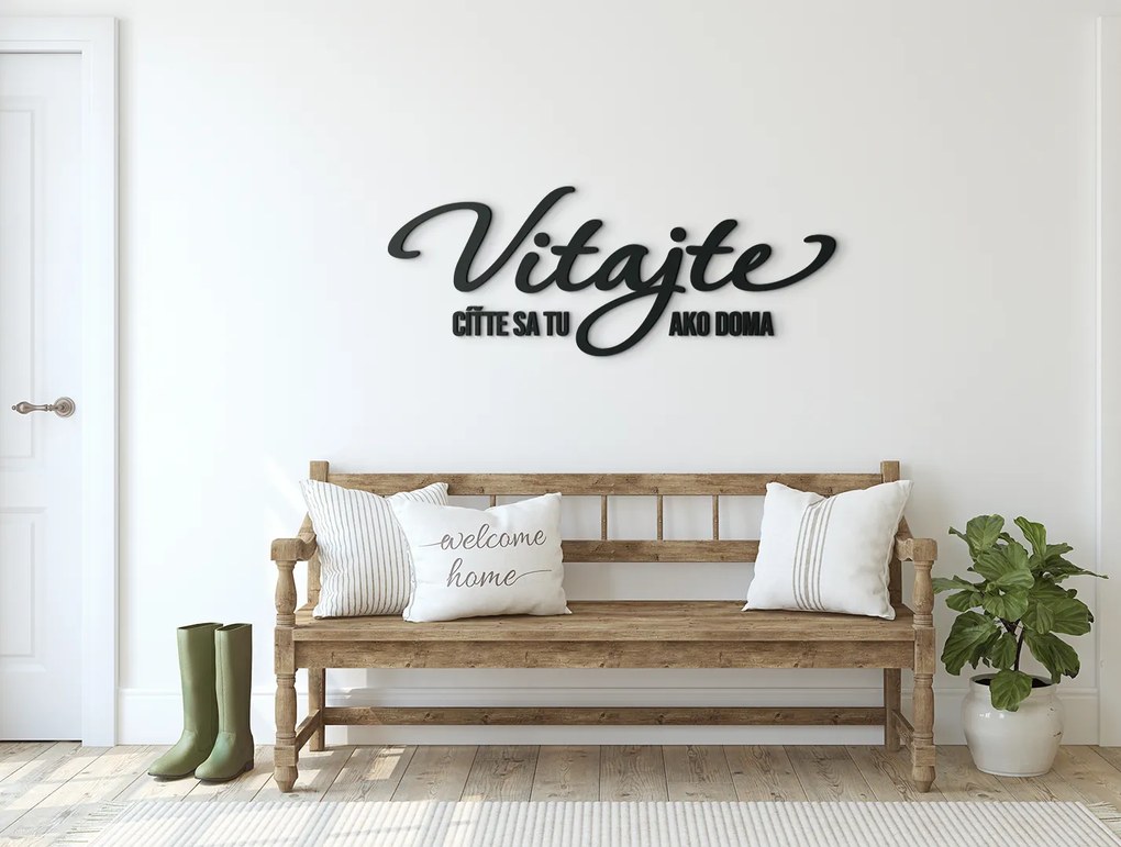 drevko Drevený nápis Vitajte Rozmer obrazu: 31,5 x 83,5 cm, Farba dekorácie: Čierna