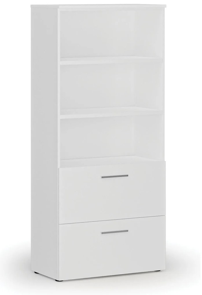 Skriňa so zásuvkami pre závesné zložky PRIMO WHITE, 800 x 420 x 1781 mm, biela