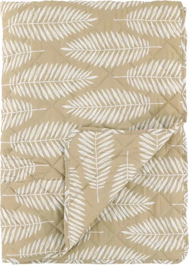 Béžový prešívaný bavlnený prehoz s tropickými listami Aix Quilt - 130*180 cm