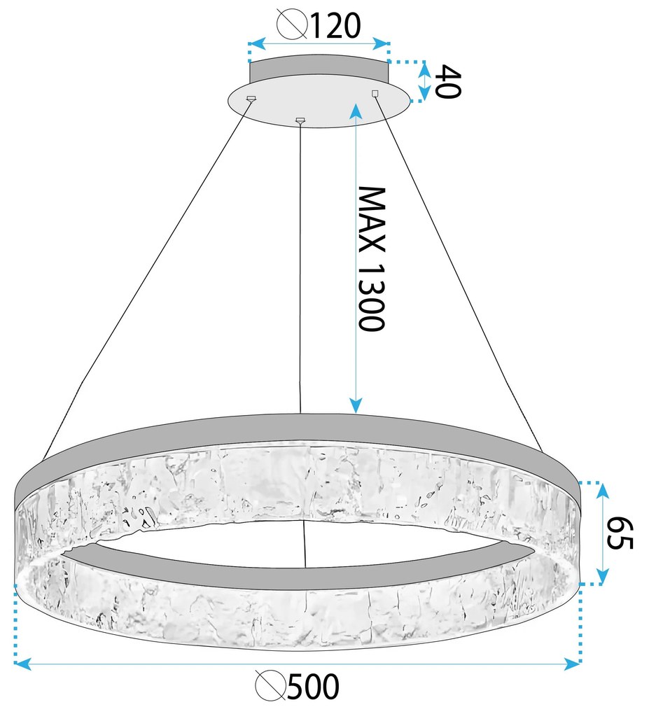 Toolight Toolight, LED závesné osvetlenie 50cm, 31W, 3000K, LHJ046-CP, zlatá lesklá, OSW-50021