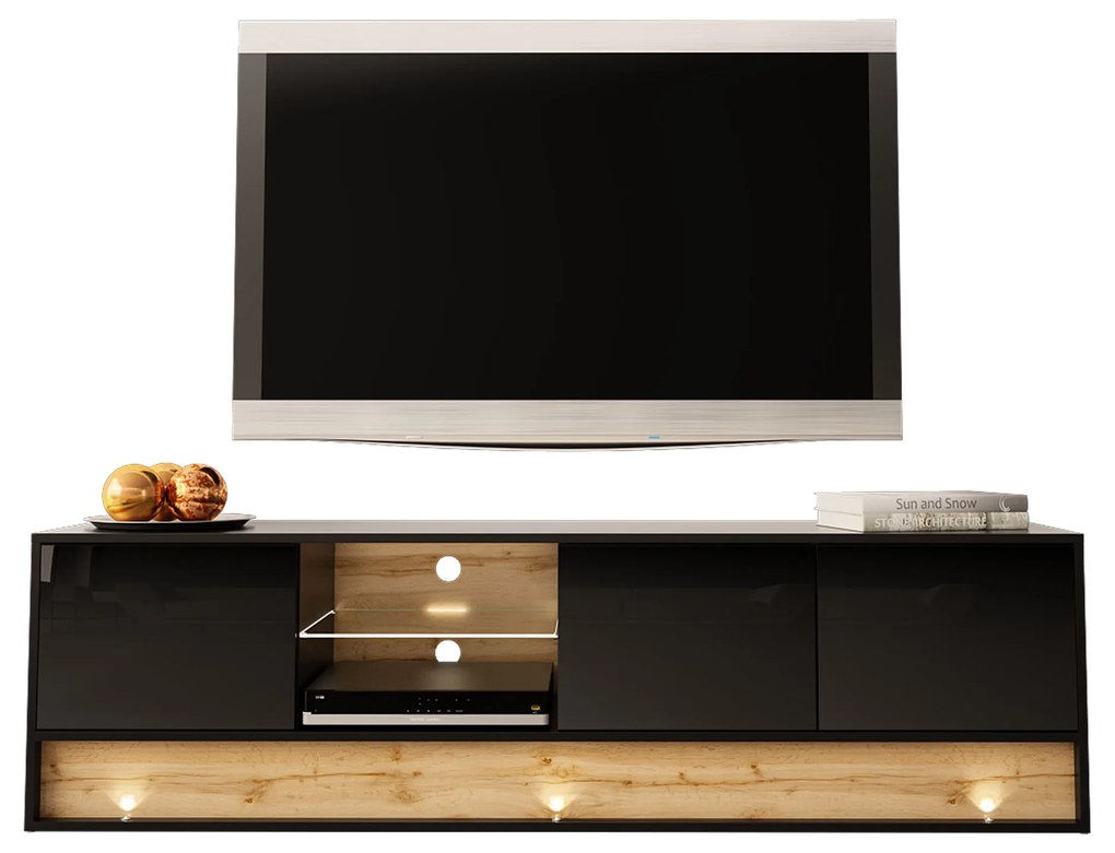 TV stolík/skrinka Gallina 180 (čierna). Akcia -19%. Vlastná spoľahlivá doprava až k Vám domov. 1057935