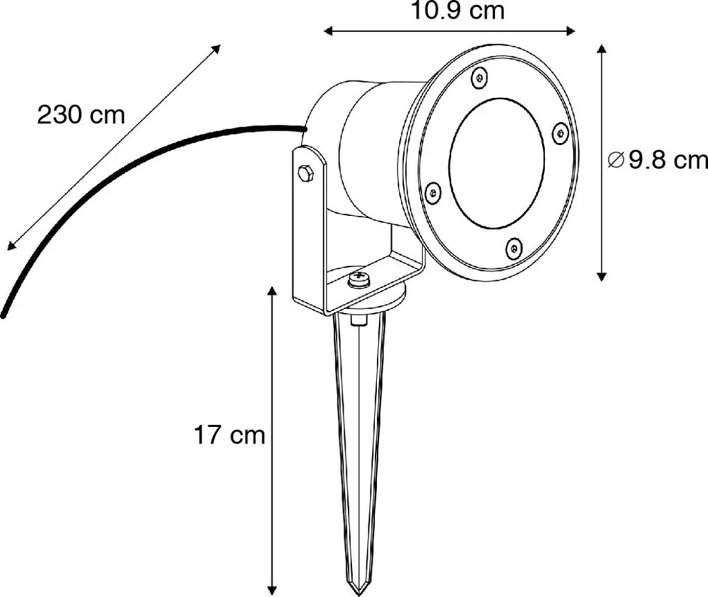 Sada 3 inteligentných záhradných reflektorov čierna vrátane kábla a zástrčky 230 cm IP65 - Basic