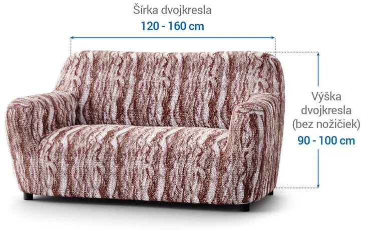 Bielastické poťahy OCEANO NOVÉ hnedo-vínové dvojkreslo (š. 120 - 160 cm)