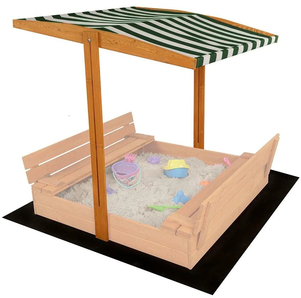 Strieška pre detské drevené pieskovisko Baby Mix 120x120 cm zeleno-biela