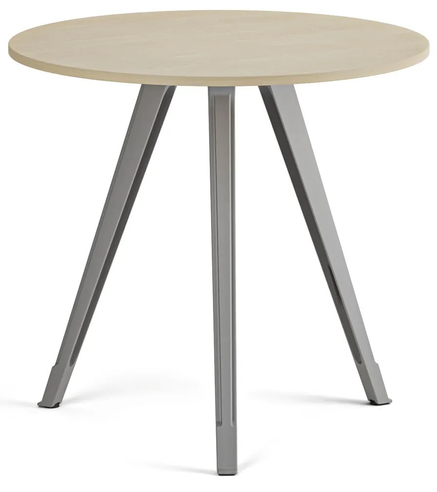 Konferenčný stôl PRIMO ZEN, priemer 80 cm, sivostrieborná podnož, breza