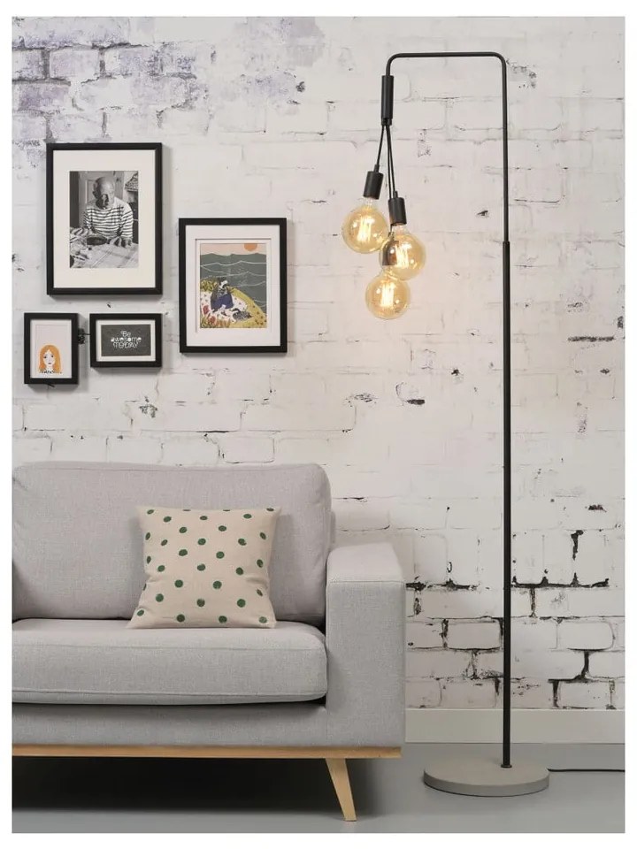 Čierno-sivá stojacia lampa s kovovým tienidlom (výška 190 cm) Oslo – it's about RoMi