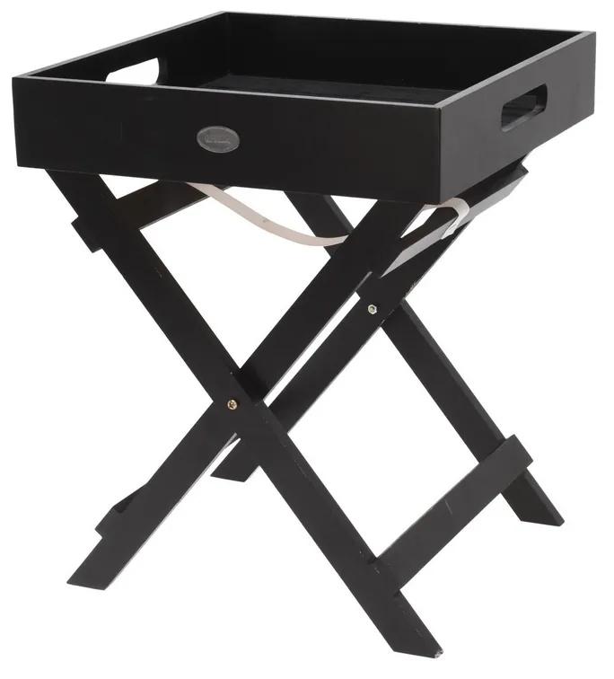 Dekoračný skladací stolík s podnosom Living čierna, 30 x 30 x 36 cm