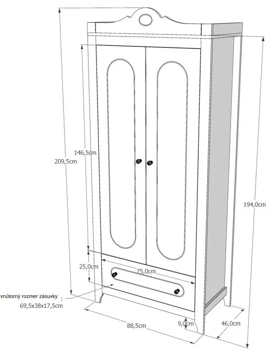 Raj posteli Detská skriňa GLAMOUR PW