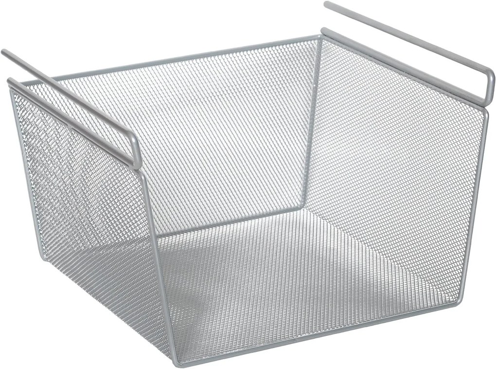 Kovový závesný prídavný kôš pod policu, sivá mriežka, 29x26 s výškou 19 cm, MESH