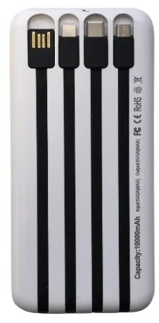 Rýchlonabíjacia powerbanka OKOP KP-711 so štyrmi káblami - 10000mAh - Biela