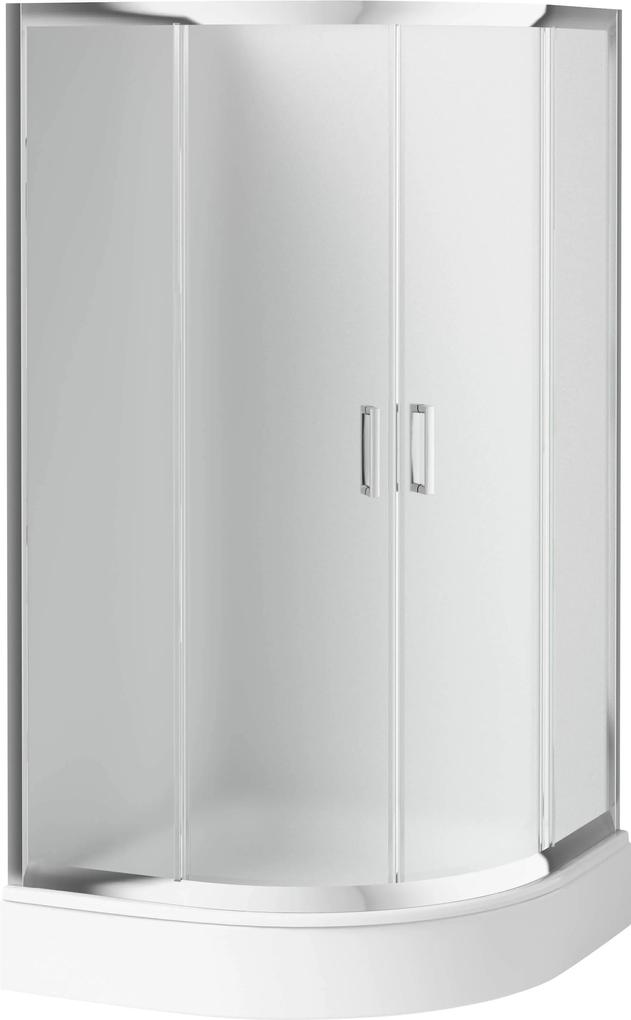 Deante Funkia, štvrťkruhový sprchový kút s posuvnými dverami 80x80 cm, výška 170cm, 5mm sklo námraza, chrómový profil, KYP_654K