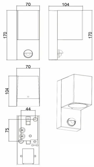 Lucide 69802/01/30 -Vonkajšie svietidlo so senzorom ZARO 1xGU10/7W/230V IP65 čierna