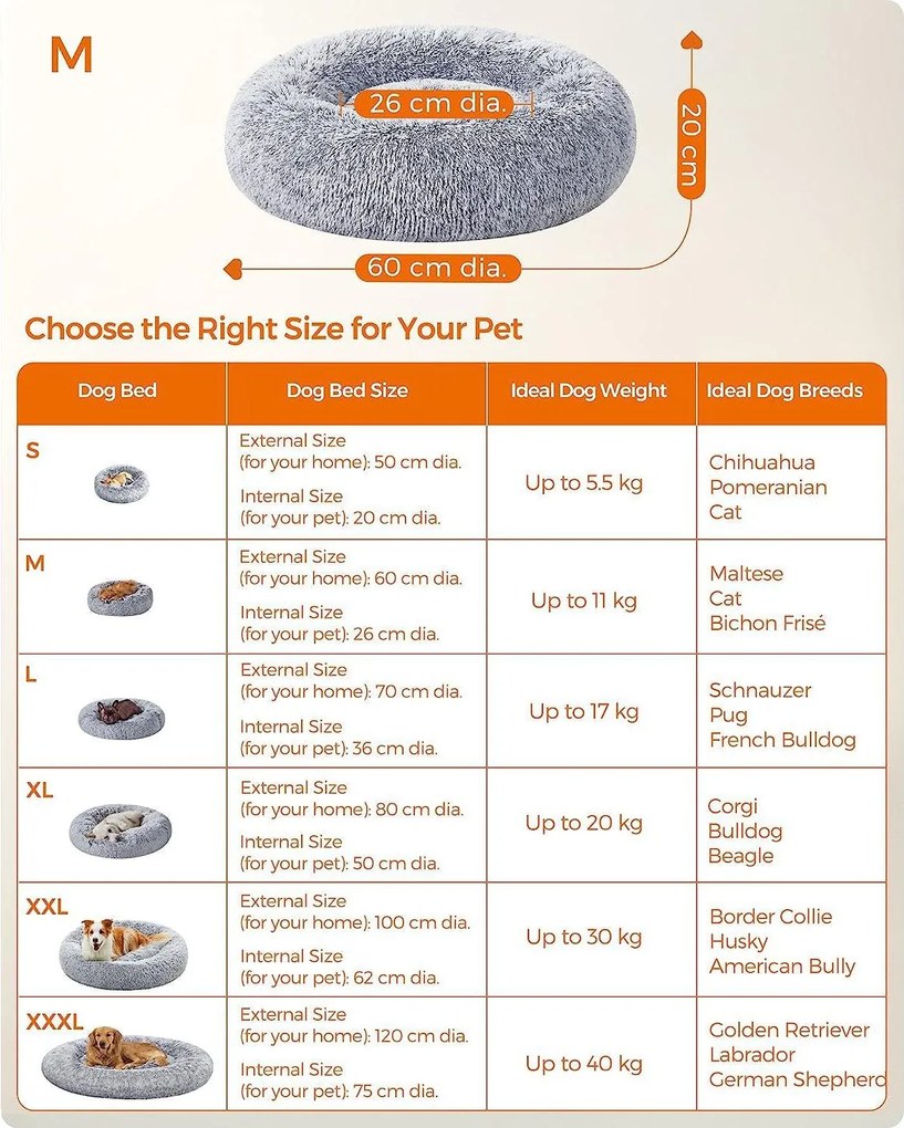 Pelech pre psa, pelech pre mačku, povrch mäkký plyš, 60 cm, sivý