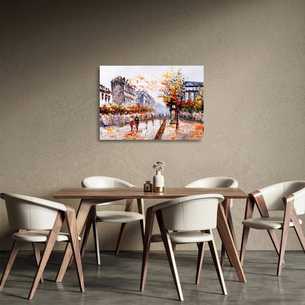 Sklenený obraz - Život v meste (70x50 cm)
