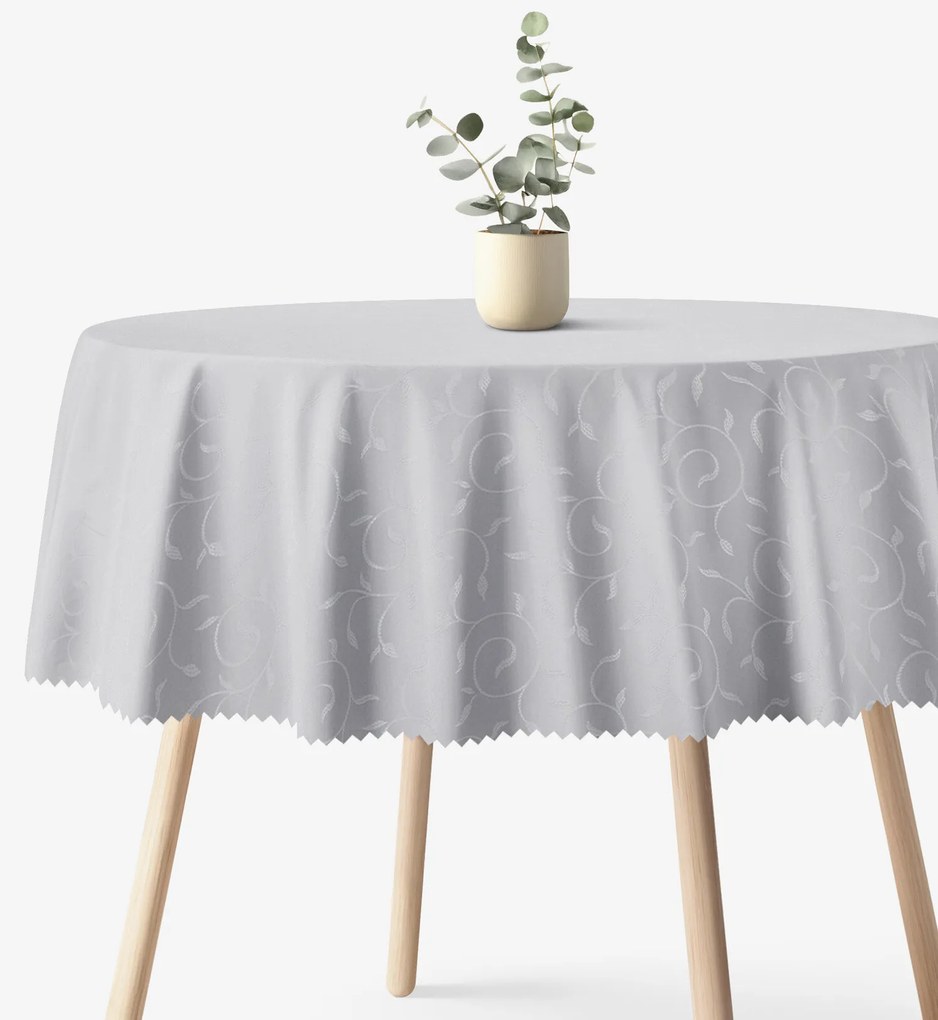 Goldea sviatočný okrúhly teflónový obrus - sivý s veľkými ornamentmi Ø 160 cm