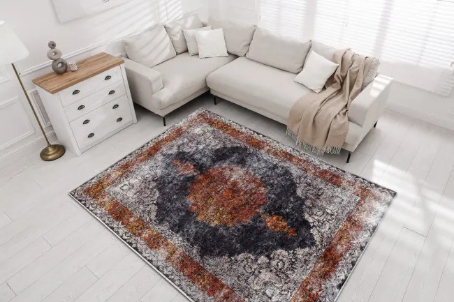 Koberec MIRO 51186.808 Rozeta, ramka - granát / medený