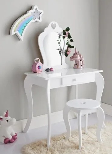 Moderný detský toaletný stolík v bielej farbe