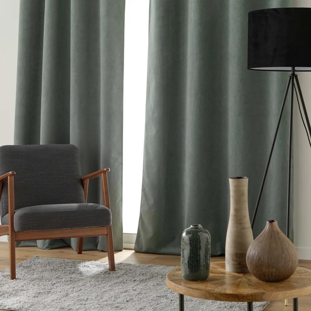 Kaki zamatový záves 140x260 cm Olympe – douceur d'intérieur