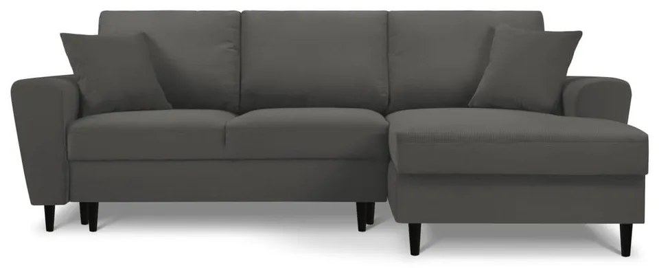 Tmavosivá menčestrová rozkladacia/s úložným priestorom rohová pohovka (pravý roh/s leňoškou) Kyoto – Cosmopolitan Design